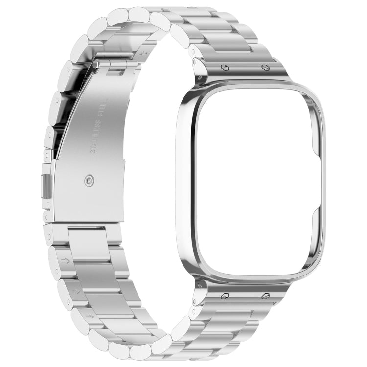 For Redmi Watch 3 Lite / Watch 3 Active 2 in 1 Three-bead Metal Watch Band with Watch Frame(Silver) by bashfashion