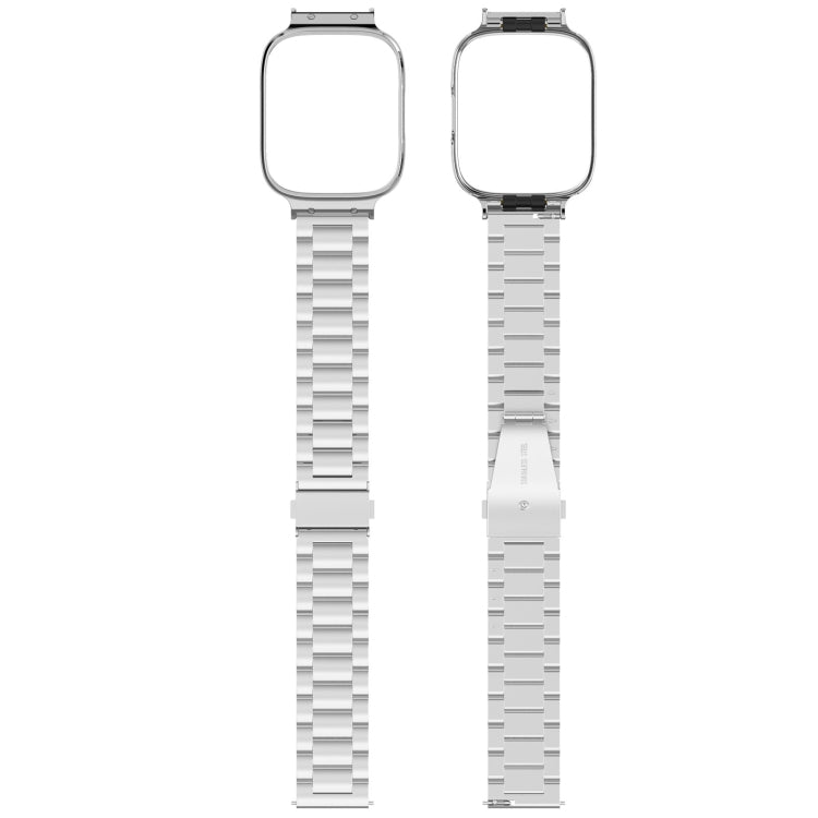 For Redmi Watch 3 Lite / Watch 3 Active 2 in 1 Three-bead Metal Watch Band with Watch Frame(Silver) by bashfashion