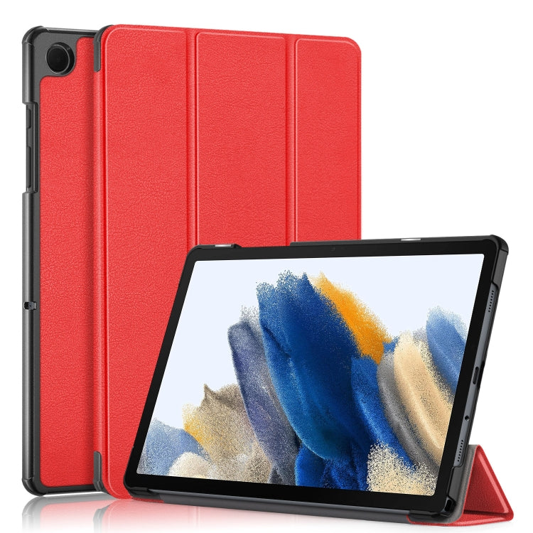 For Samsung Galaxy Tab A9 2023/Tab A11 3-folding Leather Smart Tablet Case(Red) by bashfashion