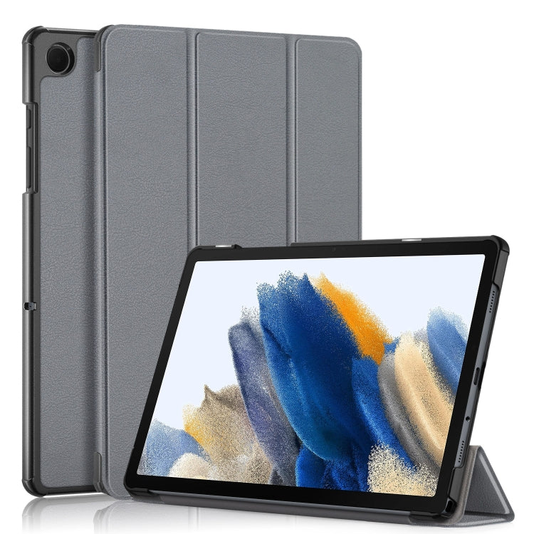 For Samsung Galaxy Tab A9 2023/Tab A11 3-folding Leather Smart Tablet Case(Grey) by bashfashion