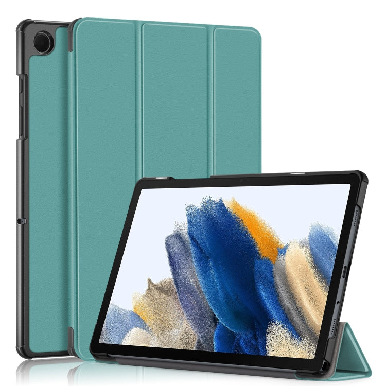 For Samsung Galaxy Tab A9 2023/Tab A11 3-folding Leather Smart Tablet Case(Green) by bashfashion