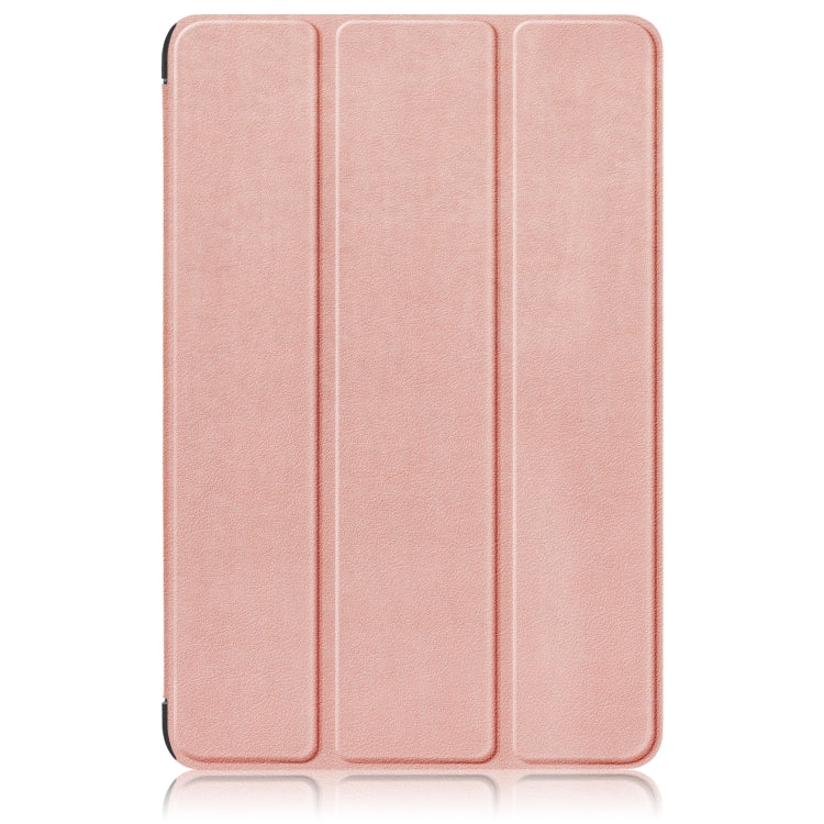 For Samsung Galaxy Tab A9 2023/Tab A11 3-folding Leather Smart Tablet Case(Rose Gold) by bashfashion