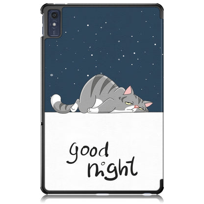 For Lenovo Tab M10 5G 10.6 3-folding Magnetic Buckle Coloured Drawing Leather Smart Tablet Case(Lazy Cat) by bashfashion