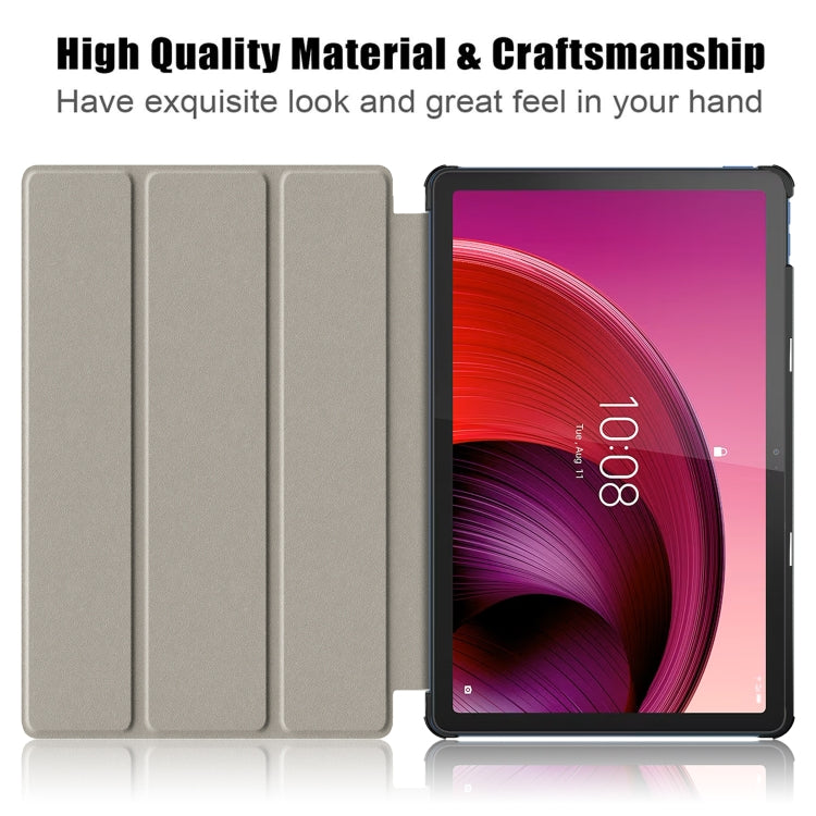 For Lenovo Tab M10 5G 10.6 3-folding Magnetic Buckle Coloured Drawing Leather Smart Tablet Case(Lazy Cat) by bashfashion
