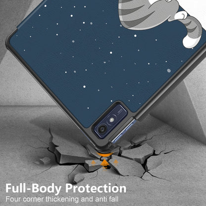 For Lenovo Tab M10 5G 10.6 3-folding Magnetic Buckle Coloured Drawing Leather Smart Tablet Case(Lazy Cat) by bashfashion