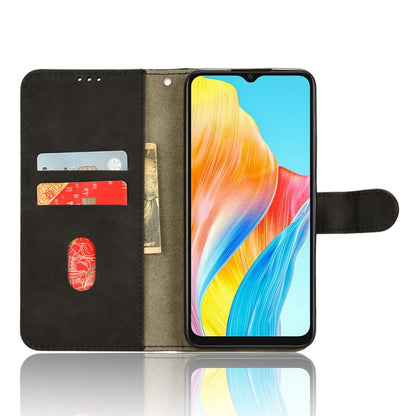 For OPPO A38 / A18 Skin Feel Magnetic Flip Leather Phone Case(Black) by bashfashion