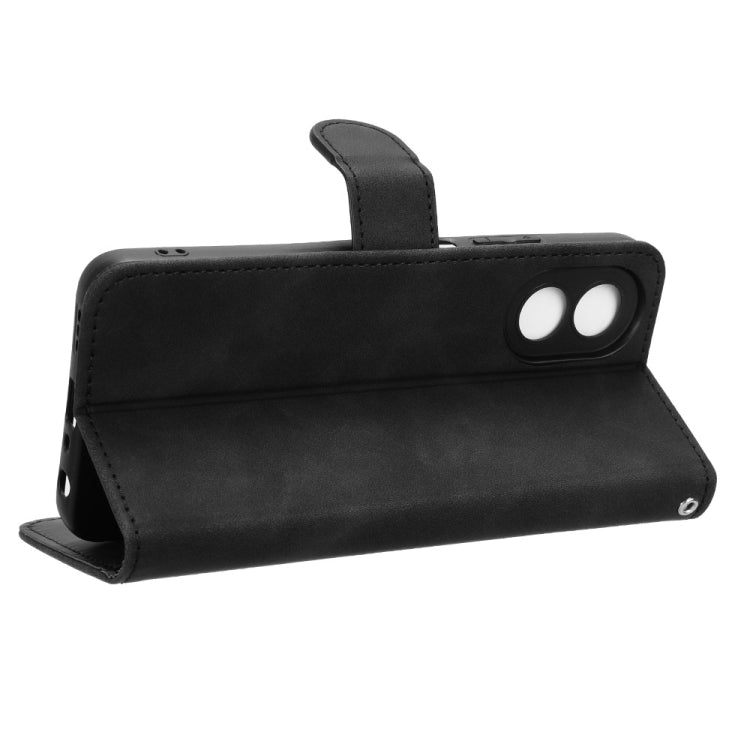 For OPPO A38 / A18 Skin Feel Magnetic Flip Leather Phone Case(Black) by bashfashion