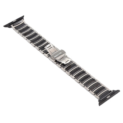 For Apple Watch Series 8&7 41mm / SE 2&6&SE&5&4 40mm / 3&2&1 38mm Ceramic Steel Watch Band(Black) by bashfashion