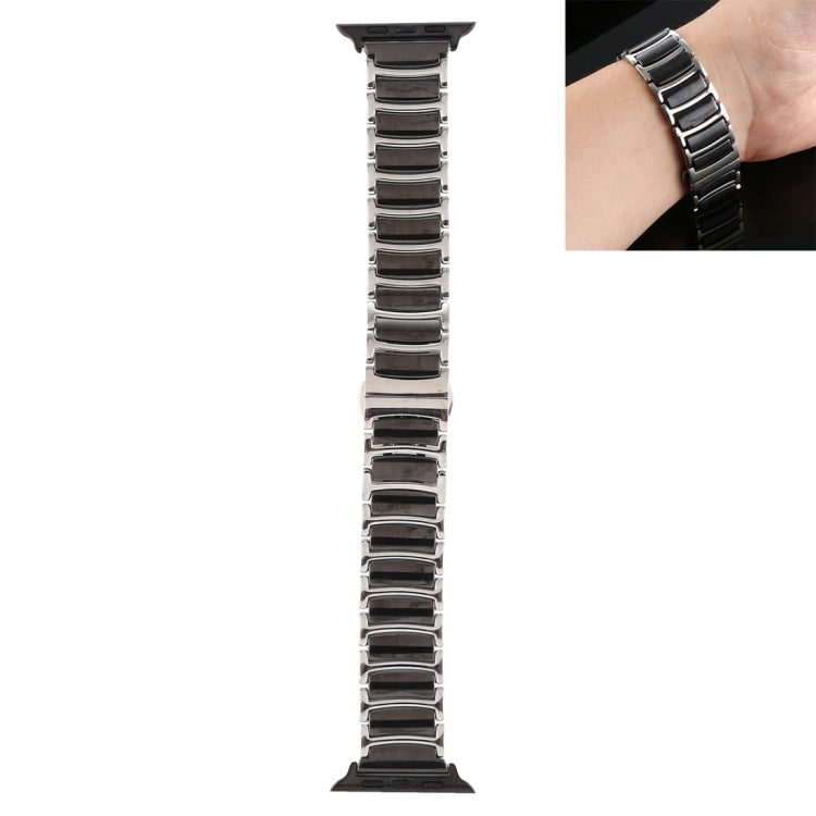 For Apple Watch Series 7 45mm / 6 & SE & 5 & 4 44mm / 3 & 2 & 1 42mm Ceramic Steel Watch Band(Black) by bashfashion