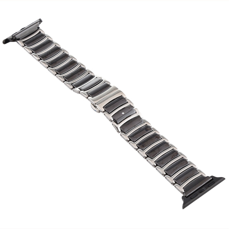For Apple Watch Series 7 45mm / 6 & SE & 5 & 4 44mm / 3 & 2 & 1 42mm Ceramic Steel Watch Band(Black) by bashfashion