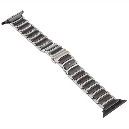 For Apple Watch Series 7 45mm / 6 & SE & 5 & 4 44mm / 3 & 2 & 1 42mm Ceramic Steel Watch Band(Black) by bashfashion