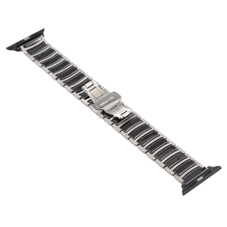 For Apple Watch Series 7 45mm / 6 & SE & 5 & 4 44mm / 3 & 2 & 1 42mm Ceramic Steel Watch Band(Black) by bashfashion