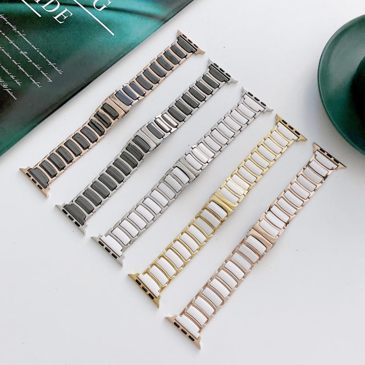 For Apple Watch Ultra 49mm&Watch Ultra 2 49mm / Series 9&8&7 45mm / SE 3&SE 2&6&SE&5&4 44mm / 3&2&1 42mm Ceramic Steel Watch Band (White Gold) by bashfashion