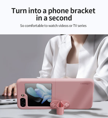 For Samsung Galaxy Z Flip5 NILLKIN Skin Feel Liquid Silicone Phone Case With Finger Strap(Black) by NILLKIN