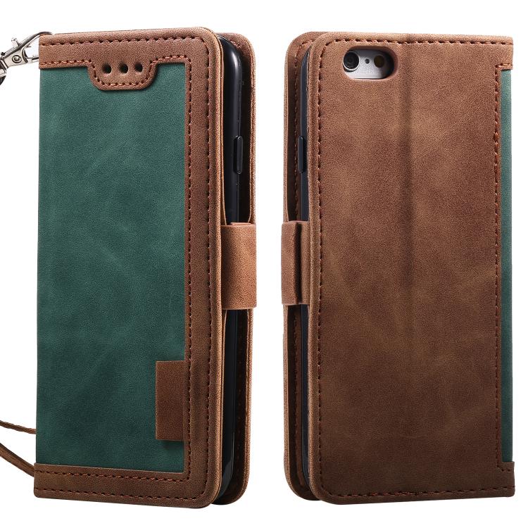 For iPhone 16e Retro Splicing Horizontal Flip Leather Phone Case(Green) by bashfashion