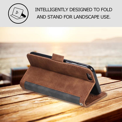 For iPhone 16e Retro Splicing Horizontal Flip Leather Phone Case(Grey) by bashfashion