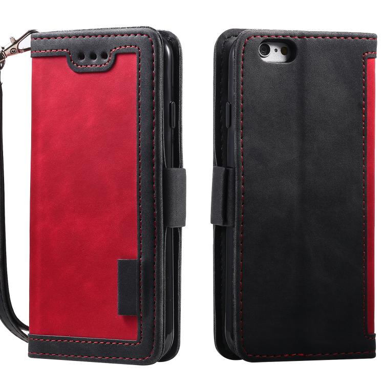For iPhone 16e Retro Splicing Horizontal Flip Leather Phone Case(Red) by bashfashion