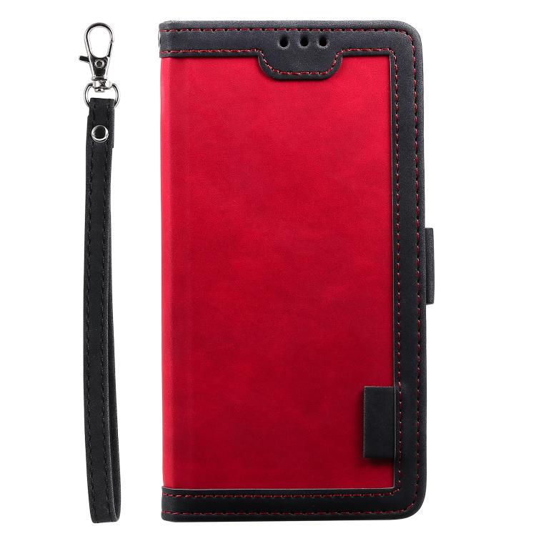 For iPhone 16e Retro Splicing Horizontal Flip Leather Phone Case(Red) by bashfashion