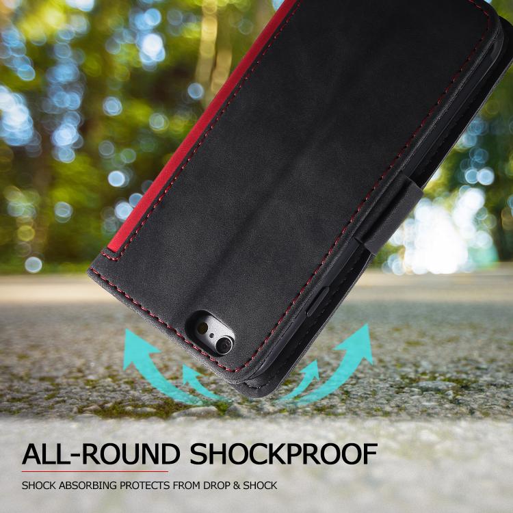 For iPhone 16e Retro Splicing Horizontal Flip Leather Phone Case(Red) by bashfashion