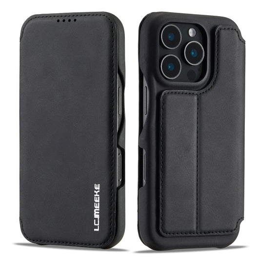 For iPhone 16 Pro Max LC.IMEEKE Hon Ancient Series Flip Leather Phone Case(Black) by LC.IMEEKE