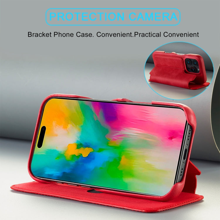 For iPhone 16 Pro Max LC.IMEEKE Hon Ancient Series Flip Leather Phone Case(Red) by LC.IMEEKE