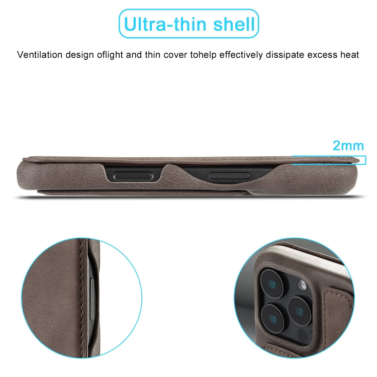 For iPhone 16 Pro Max LC.IMEEKE Hon Ancient Series Flip Leather Phone Case(Coffee) by LC.IMEEKE