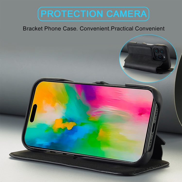 For iPhone 16 Pro LC.IMEEKE Hon Ancient Series Flip Leather Phone Case(Black) by LC.IMEEKE