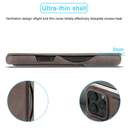 For iPhone 16 Pro LC.IMEEKE Hon Ancient Series Flip Leather Phone Case(Coffee) by LC.IMEEKE