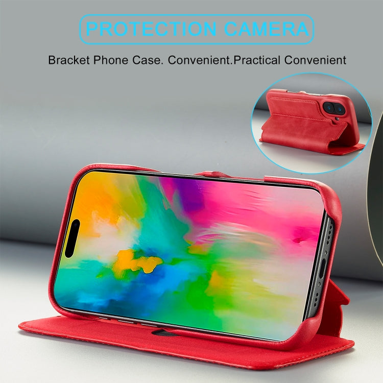 For iPhone 16 Plus LC.IMEEKE Hon Ancient Series Flip Leather Phone Case(Red) by LC.IMEEKE