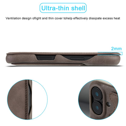 For iPhone 16 Plus LC.IMEEKE Hon Ancient Series Flip Leather Phone Case(Coffee) by LC.IMEEKE