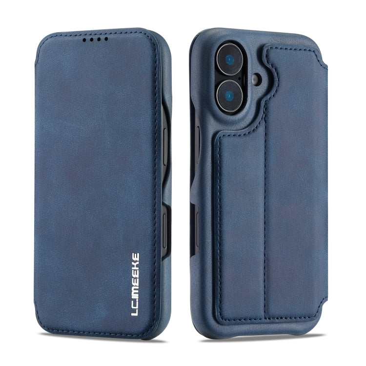 For iPhone 16 Plus LC.IMEEKE Hon Ancient Series Flip Leather Phone Case(Blue) by LC.IMEEKE