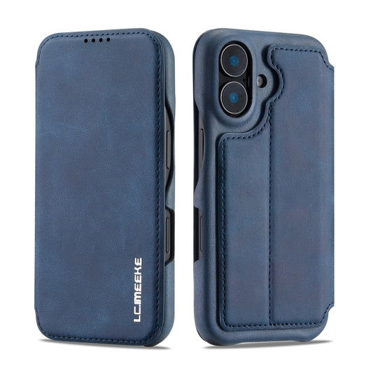 For iPhone 16 LC.IMEEKE Hon Ancient Series Flip Leather Phone Case(Blue) by LC.IMEEKE