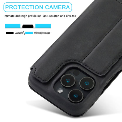 For iPhone 15 Pro Max LC.IMEEKE Hon Ancient Series Flip Leather Phone Case(Black) by LC.IMEEKE