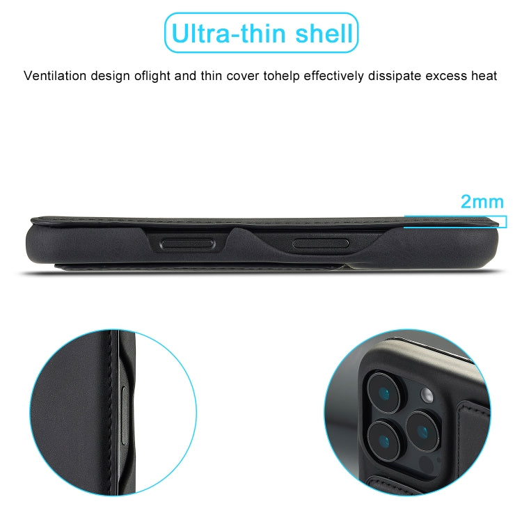 For iPhone 15 Pro LC.IMEEKE Hon Ancient Series Flip Leather Phone Case(Black) by LC.IMEEKE