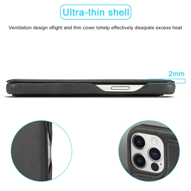 For iPhone 15 Pro LC.IMEEKE Hon Ancient Series Flip Leather Phone Case(Black) by LC.IMEEKE