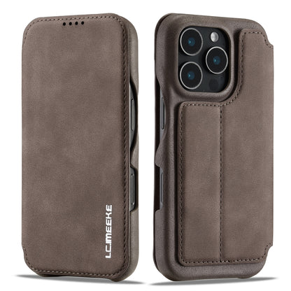 For iPhone 15 Pro LC.IMEEKE Hon Ancient Series Flip Leather Phone Case(Coffee) by LC.IMEEKE