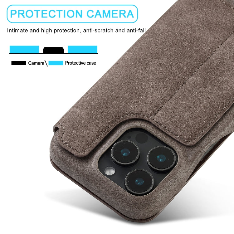 For iPhone 15 Pro LC.IMEEKE Hon Ancient Series Flip Leather Phone Case(Coffee) by LC.IMEEKE