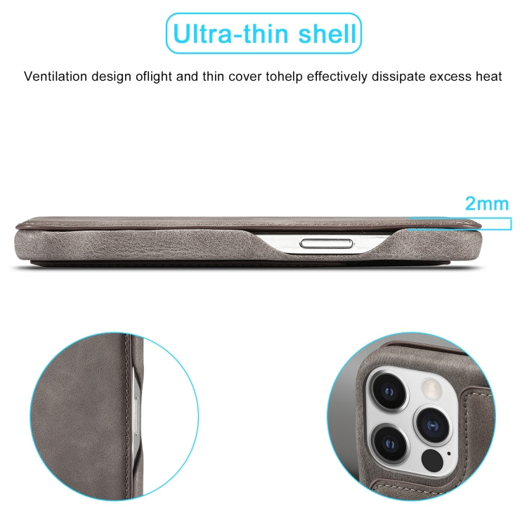 For iPhone 15 Pro LC.IMEEKE Hon Ancient Series Flip Leather Phone Case(Coffee) by LC.IMEEKE