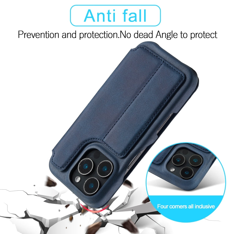 For iPhone 15 Pro LC.IMEEKE Hon Ancient Series Flip Leather Phone Case(Blue) by LC.IMEEKE