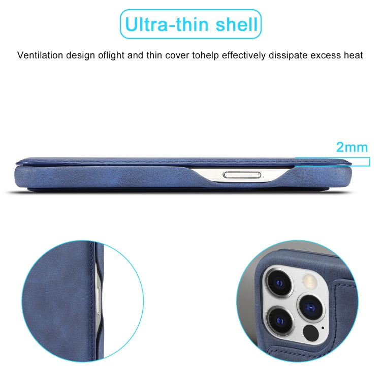 For iPhone 15 Pro LC.IMEEKE Hon Ancient Series Flip Leather Phone Case(Blue) by LC.IMEEKE