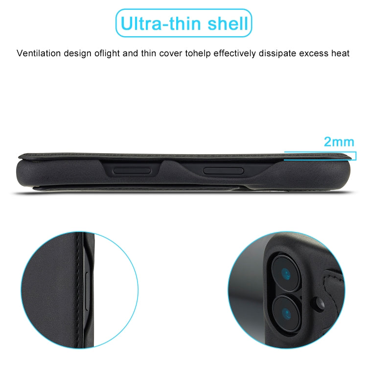 For iPhone 15 Plus LC.IMEEKE Hon Ancient Series Flip Leather Phone Case(Black) by LC.IMEEKE