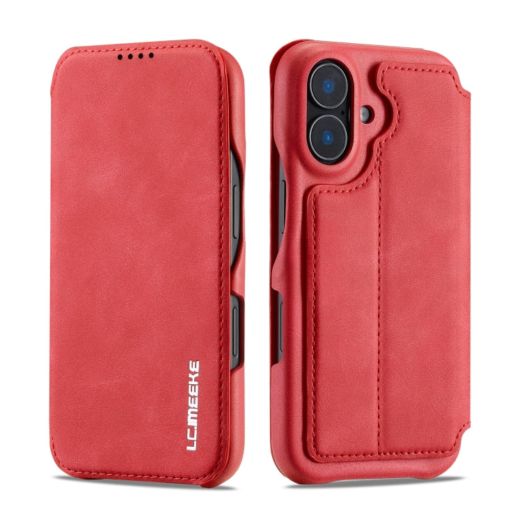 For iPhone 15 Plus LC.IMEEKE Hon Ancient Series Flip Leather Phone Case(Red) by LC.IMEEKE