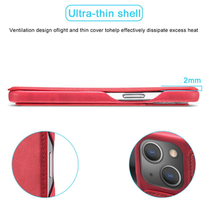 For iPhone 15 Plus LC.IMEEKE Hon Ancient Series Flip Leather Phone Case(Red) by LC.IMEEKE