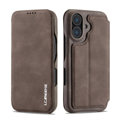 For iPhone 15 Plus LC.IMEEKE Hon Ancient Series Flip Leather Phone Case(Coffee) by LC.IMEEKE