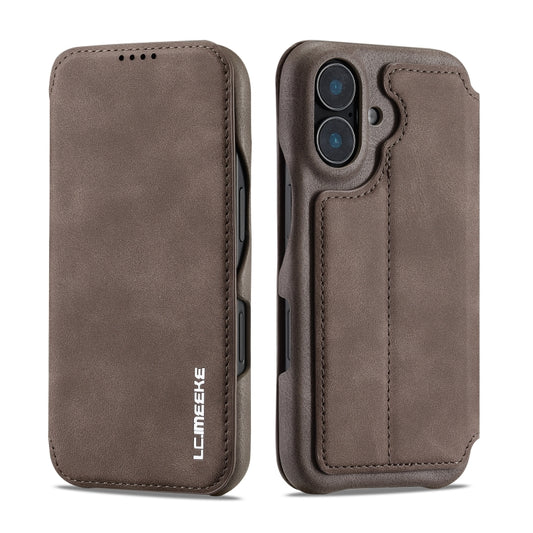 For iPhone 15 Plus LC.IMEEKE Hon Ancient Series Flip Leather Phone Case(Coffee) by LC.IMEEKE