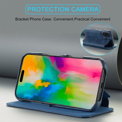 For iPhone 15 Plus LC.IMEEKE Hon Ancient Series Flip Leather Phone Case(Blue) by LC.IMEEKE