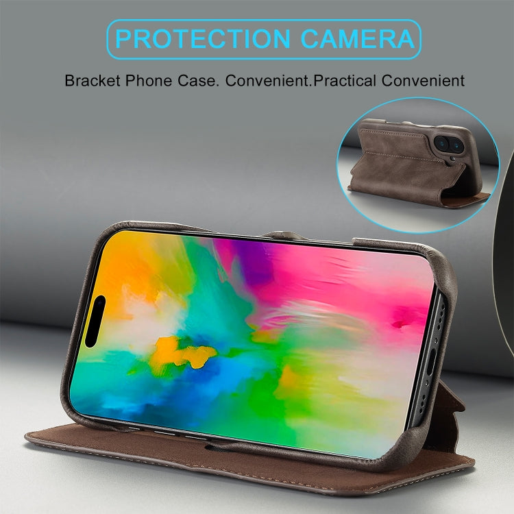 For iPhone 15 LC.IMEEKE Hon Ancient Series Flip Leather Phone Case(Coffee) by LC.IMEEKE