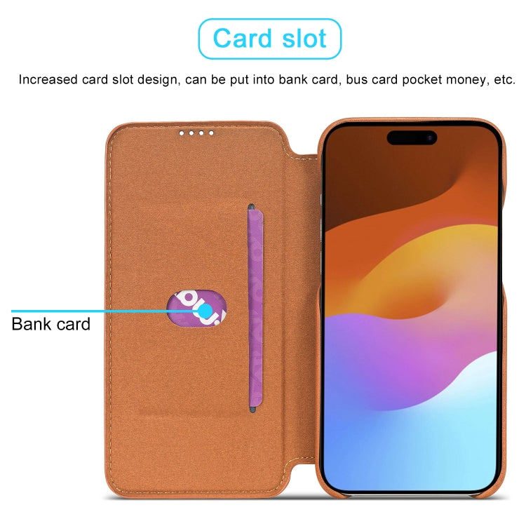 For iPhone 15 LC.IMEEKE Hon Ancient Series Flip Leather Phone Case(Brown) by LC.IMEEKE