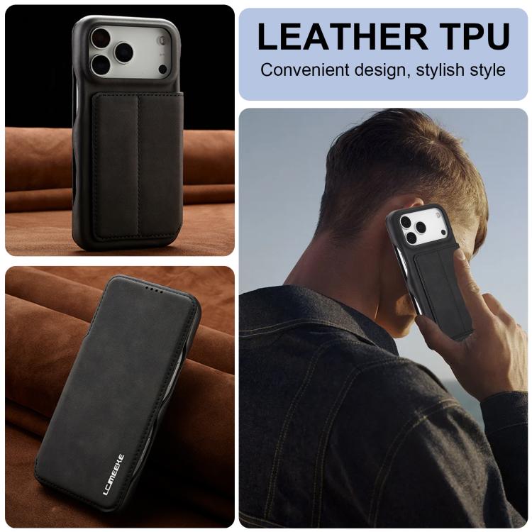 For iPhone 17 Pro LC.IMEEKE Hon Ancient Series Flip Leather Phone Case(Black) by LC.IMEEKE