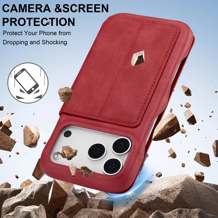 For iPhone 17 Pro LC.IMEEKE Hon Ancient Series Flip Leather Phone Case(Red) by LC.IMEEKE